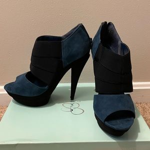 Jessica Simpson Karress Blue Peep-toe platforms